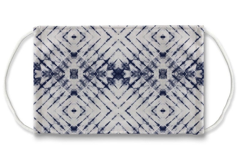 Tie Dye Face Mask Shibori Indigo Kaleidoscope Mask With Nose Etsy