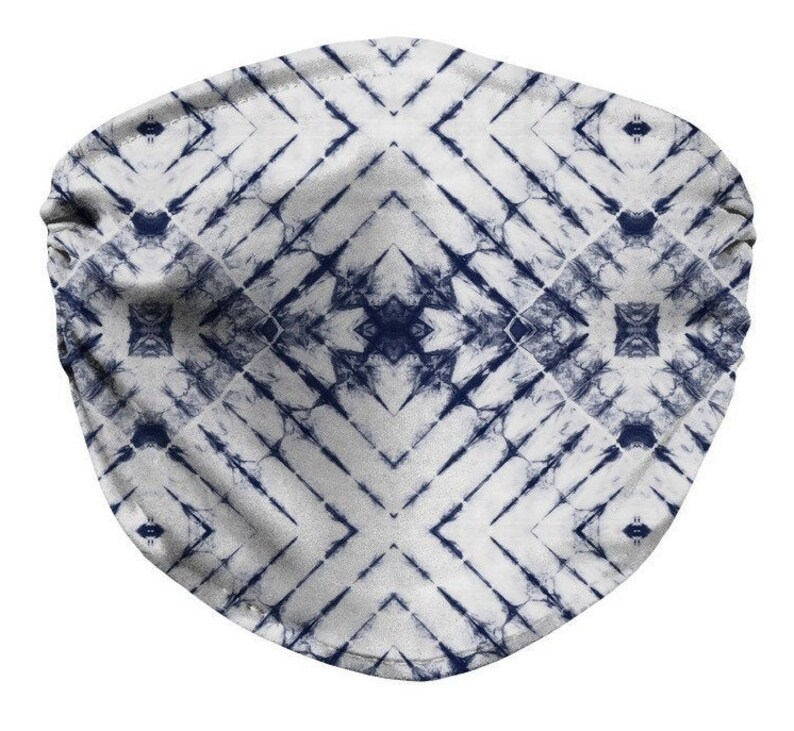 Tie Dye Face Mask Shibori Indigo Kaleidoscope Mask With Nose Etsy