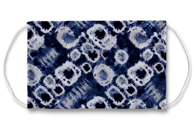 Tie Dye Face Mask Shibori Indigo Kaleidoscope Mask With Nose Wire