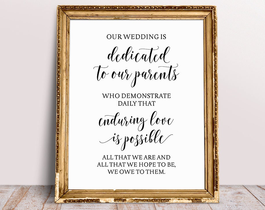 Our Wedding Is Dedicated To Our Parents Parent Dedication Etsy