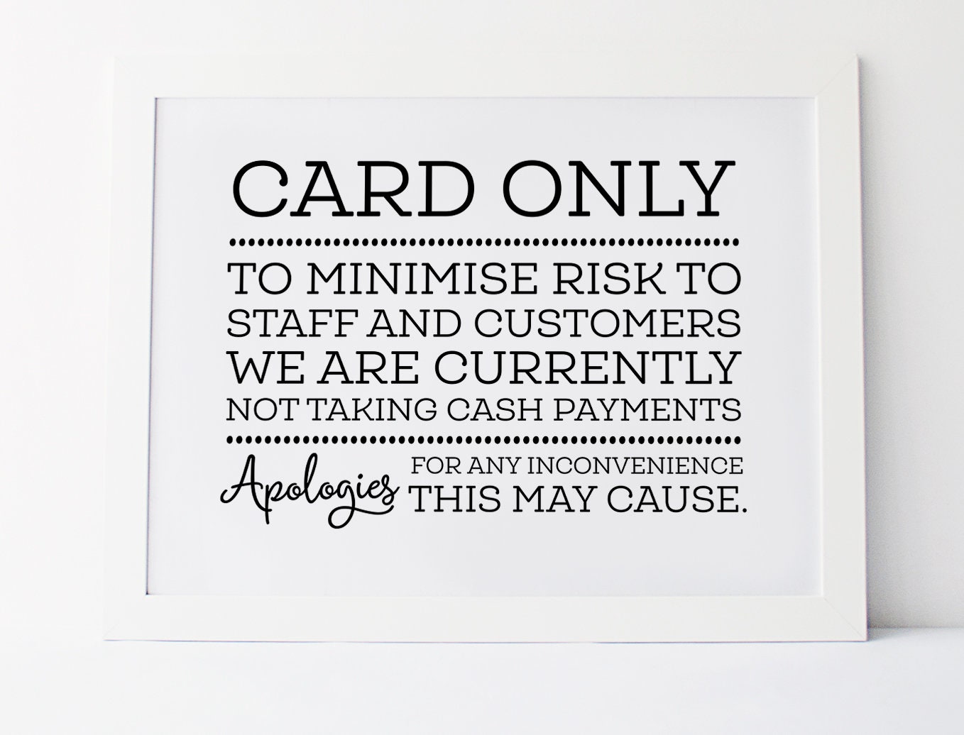 Payment Sign Card Only Sign Printable Payment Sign Accepted | Etsy