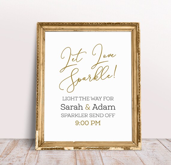 Sparkler Send Off Let Love Sparkle Wedding Sign Instant Download 8x1016x20\u201d Printable Light the Way for the New Mr /& Mrs Sparkler Sign