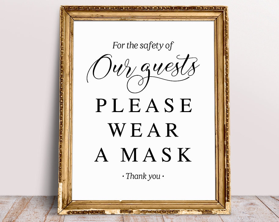 For the Safety of Our Guests Please Wear A Mask Wedding Mask - Etsy Ireland