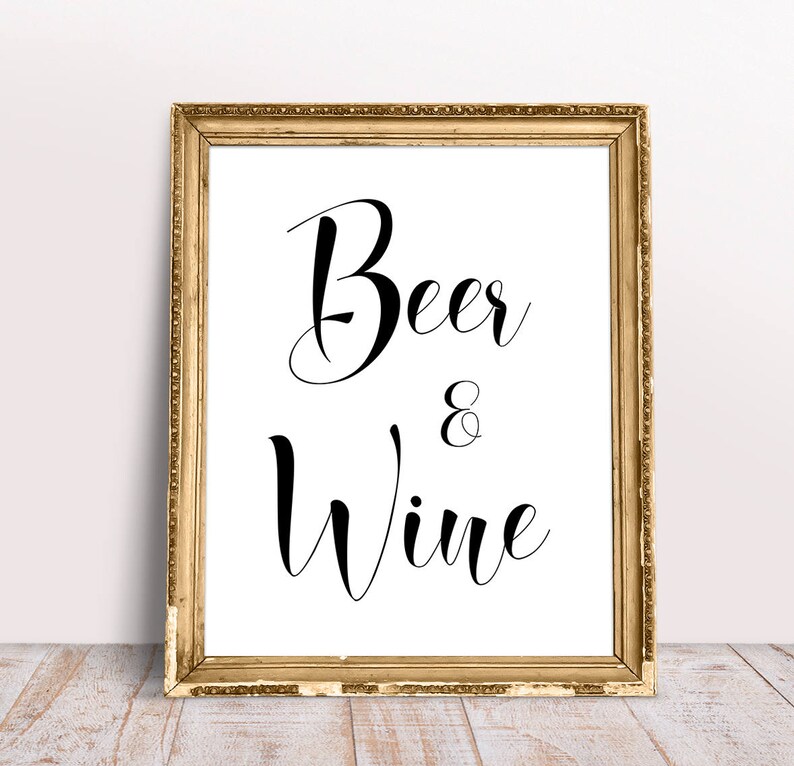 Beer and Wine Sign Wedding Day Signs Wedding Bar Sign Bar Etsy