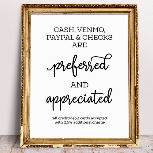 Cash Preferred Sign Payment Sign Cards Accepted Printable - Etsy Australia