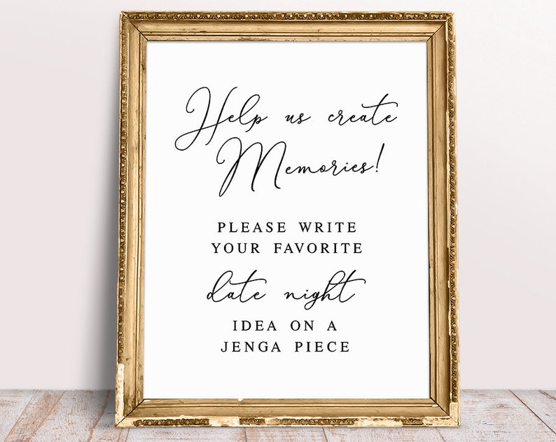Help Us Create Memories Wedding Jenga Sign Guest Book Blocks Signs