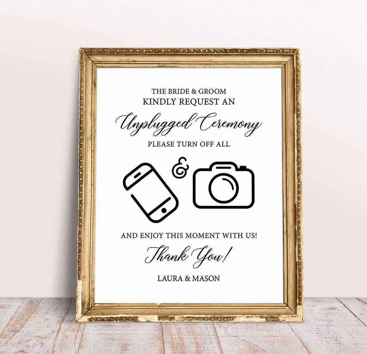 No cell phone wedding sign information