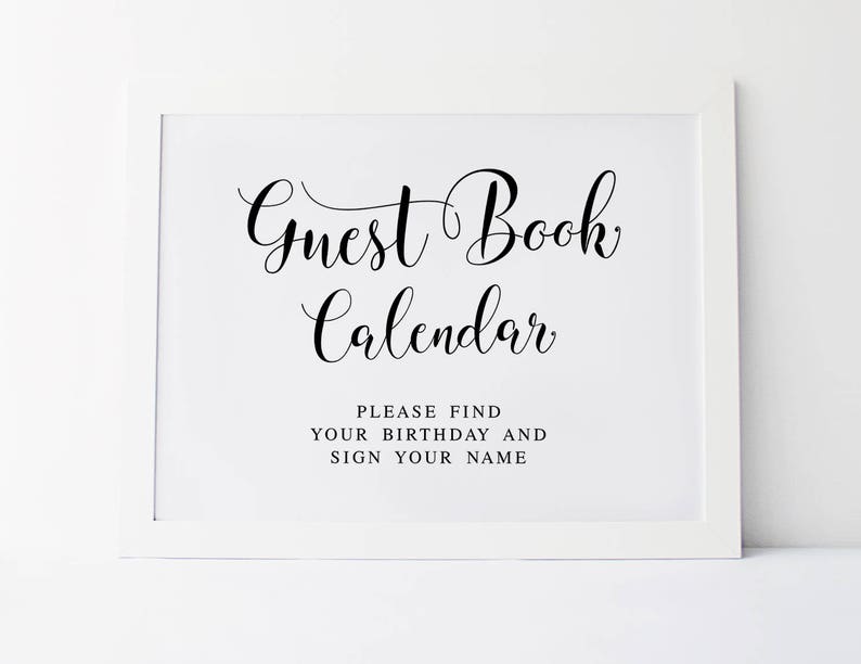 Guest Book Calendar Sign Wedding Guestbook Calendar Wedding Etsy