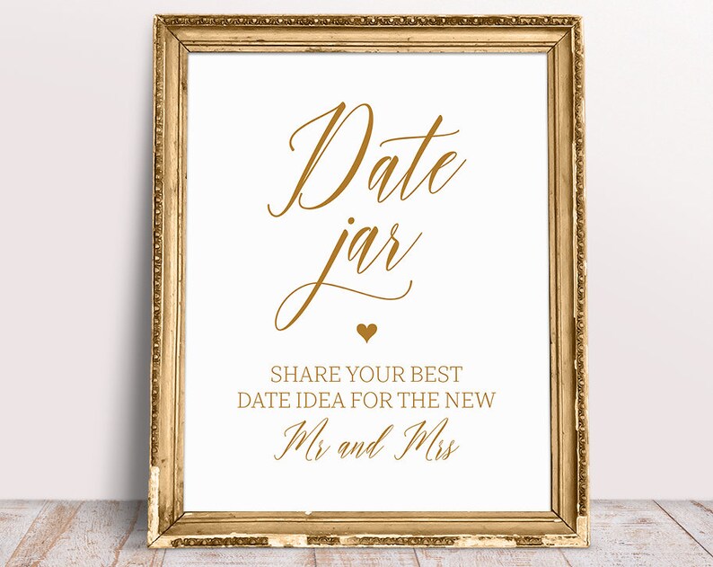 Gold Wedding Signs Date Jar Sign Date Jar Sign Printable Etsy