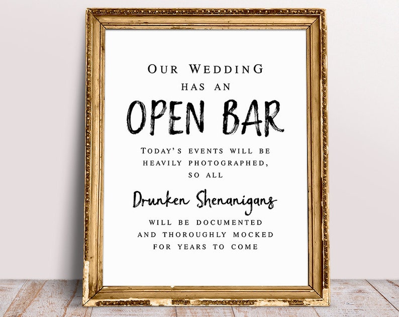 Our Wedding Has An Open Bar Wedding Bar Sign Open Bar Sign | Etsy