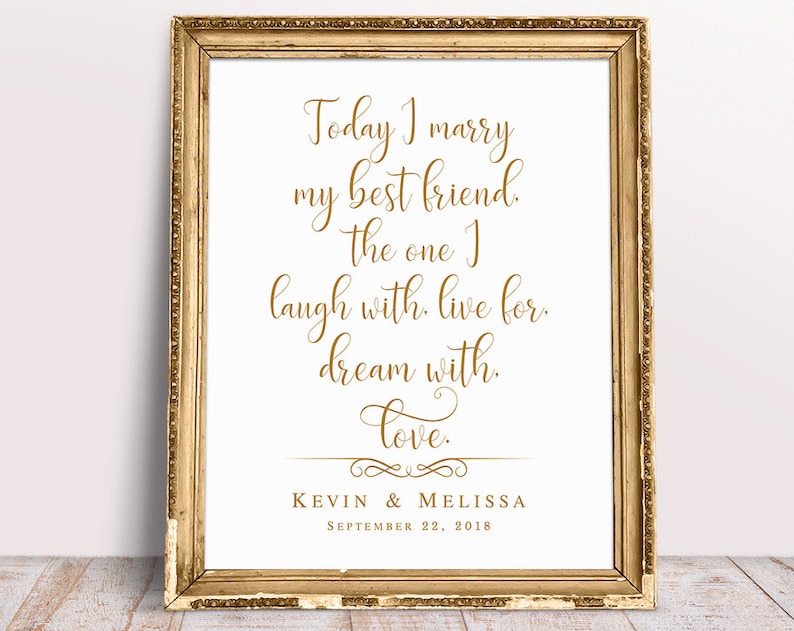 Today I Marry My Best Friend Wedding Sayings Wedding Quote Etsy