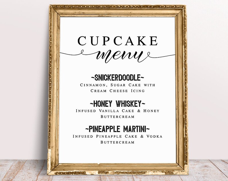 Cupcake Menu Sign Wedding Signs Wedding Cupcake Sign Etsy