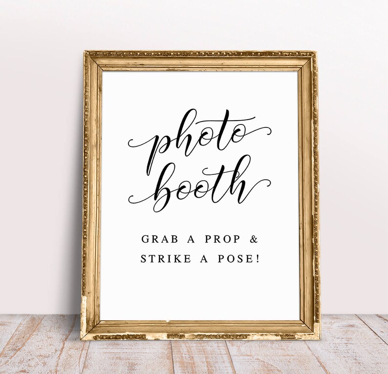 Photo Booth Sign Grab A Prop And Strike A Pose Wedding Etsy
