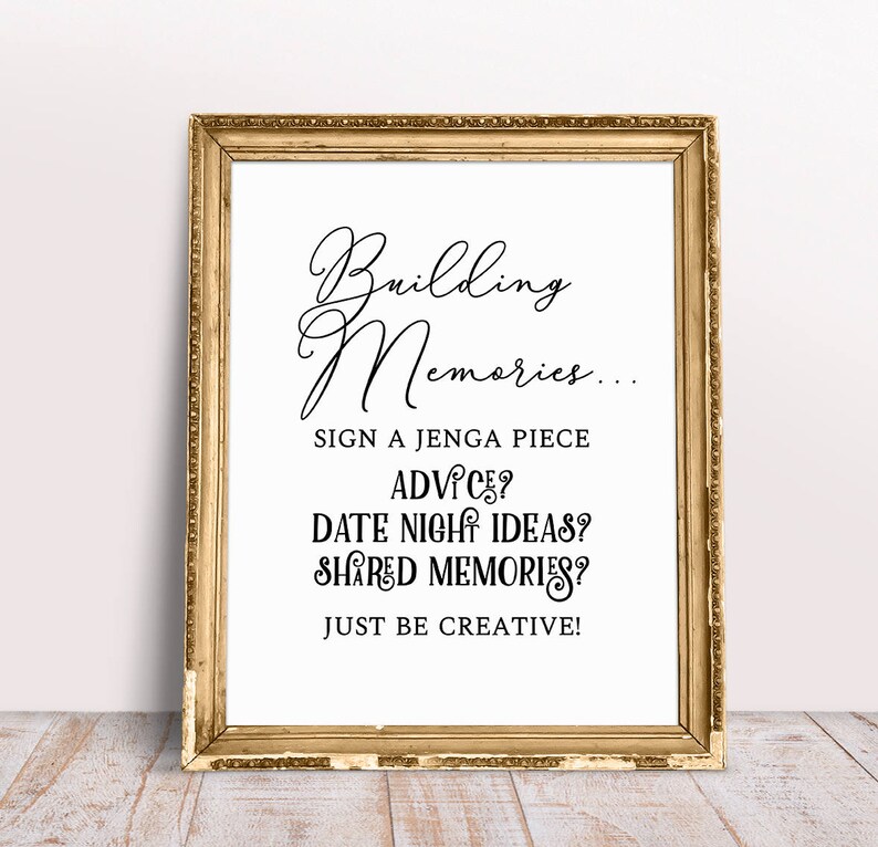 Jenga Guest Book Wedding Signs Sign Build Memories Advice