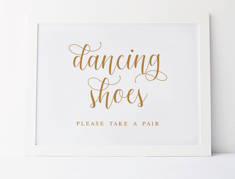 Dancing Shoes Sign Dancing Shoes Wedding Sign Gold Wedding Etsy