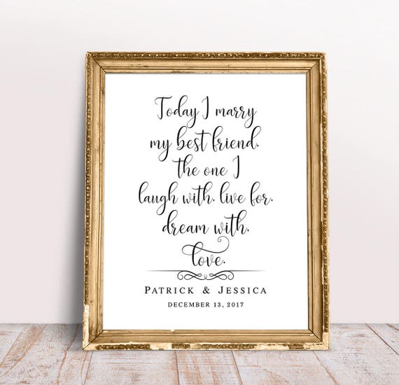 Today I Marry My Best Friend Wedding Sayings Wedding Quote Etsy