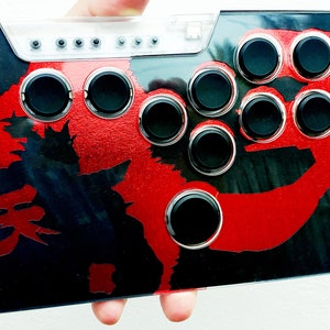 Akuma Foil Street Fighter Snackbox Micro XL Layered Stencil Cut Custom Art