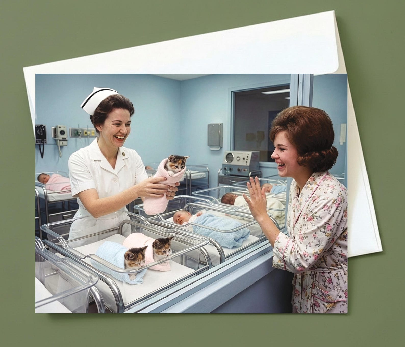 Funny Retro Style Kitten Mom Card