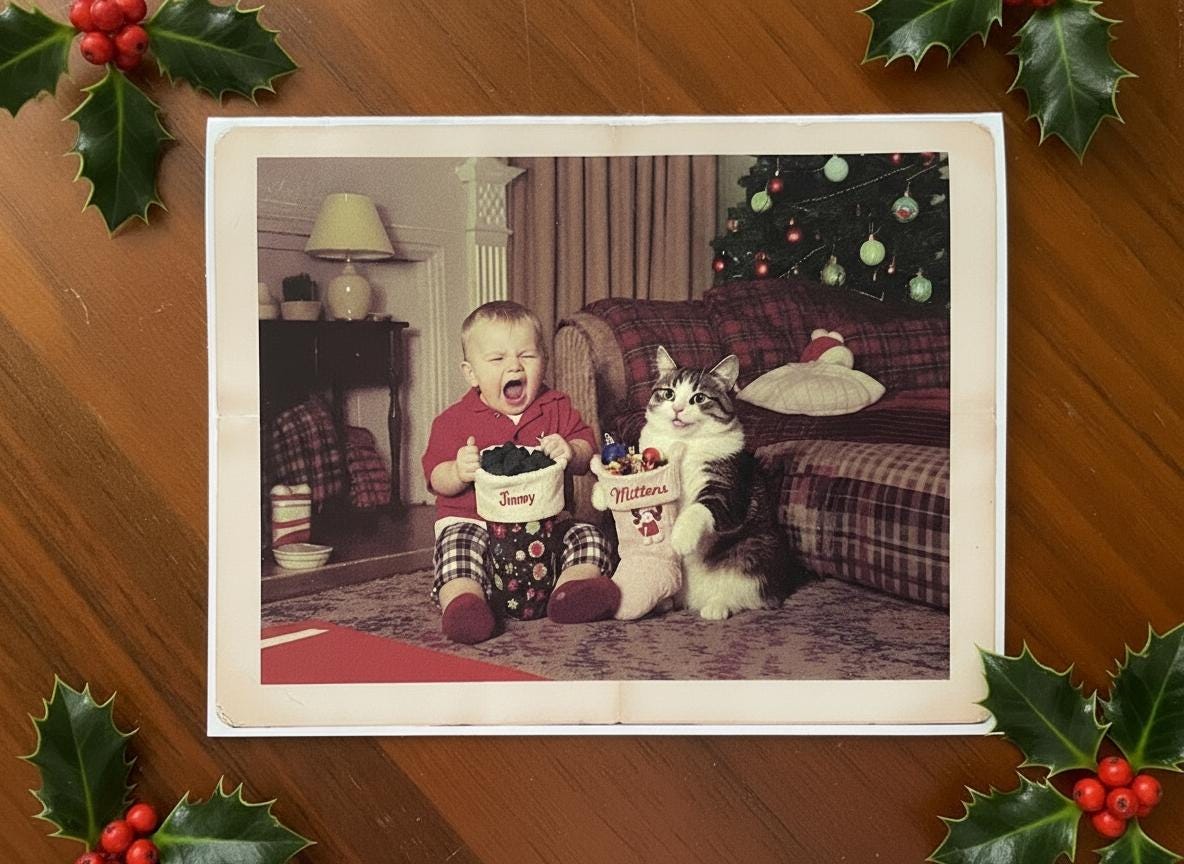 Funny Cat Christmas Card: Retro Holiday Humor - Etsy