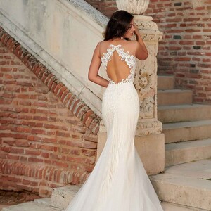 Luxurious Openback Mermaid Bridal Dress, Open Back Sexy Wedding Dress, Sheath Wedding Dress, Backless Weding Dress, Mermaid Bridal Gown