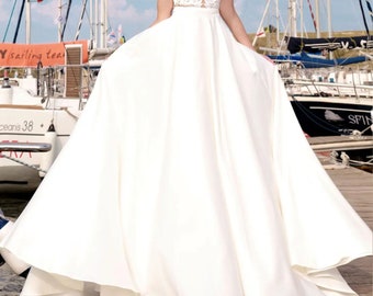 Separates- Detachable Satin Long Bridal Skirt, Bridal Separates