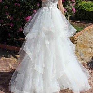 Amazing Bridal Skirt with Multi Horsehair Layers, Fuller A Line Bridal Skirt, Ruffles tulle bridal skirt, bridal separates ruffles skirt