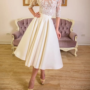 Sépare - jupe de mariée midi en satin amovible, pièces de mariée séparées, jupe de robe de mariée, jupe de mariée rétro