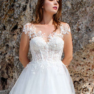 A-line Wedding Dress, Floral Dress, Bridal Dress, Rustic Wedding Dress, Fairy Wedding Dress, Romantic Dress, Ivory Dress, Summer Wedding