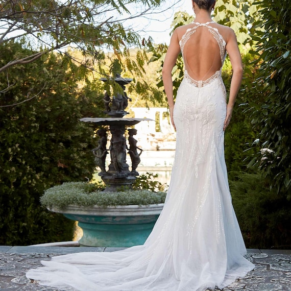 Stunning Open Back Mermaid Wedding Gown,luxurious Unique Lace Mermaid Wedding  Dress, Elegant Mermaid Bridal Gown, Beautiful Wedding Dress - Etsy