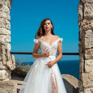 A-line Wedding Dress, Floral Dress, Bridal Dress, Rustic Wedding Dress, Fairy Wedding Dress, Romantic Dress, Beach Dress, Summer Wedding