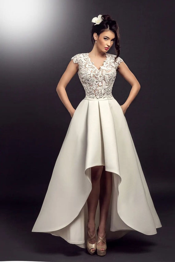 chinese dress ladies 2023 Black High-low Lace Top Bridesmaid Dress – Sassymyprom main image 0