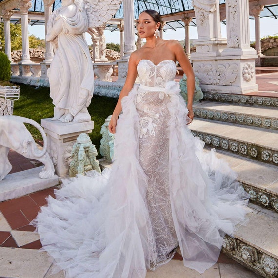 chinese dress ladies Gorgeous Mermaid Wedding Dress,Crystal Lace Bridal Dress,WD00374, US16 / White main image 0