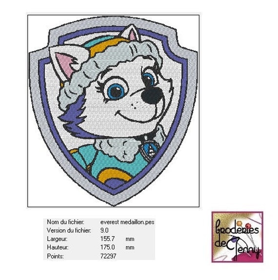 All Size Embroiderer File Everest Pat Patrouille Paw Etsy