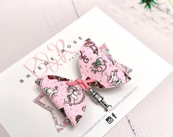nutcracker hair bow, pink bow, glitter headband, gift for girl, stocking stuffer, holiday gift, secret Santa, nutcracker bow, pink hairbow