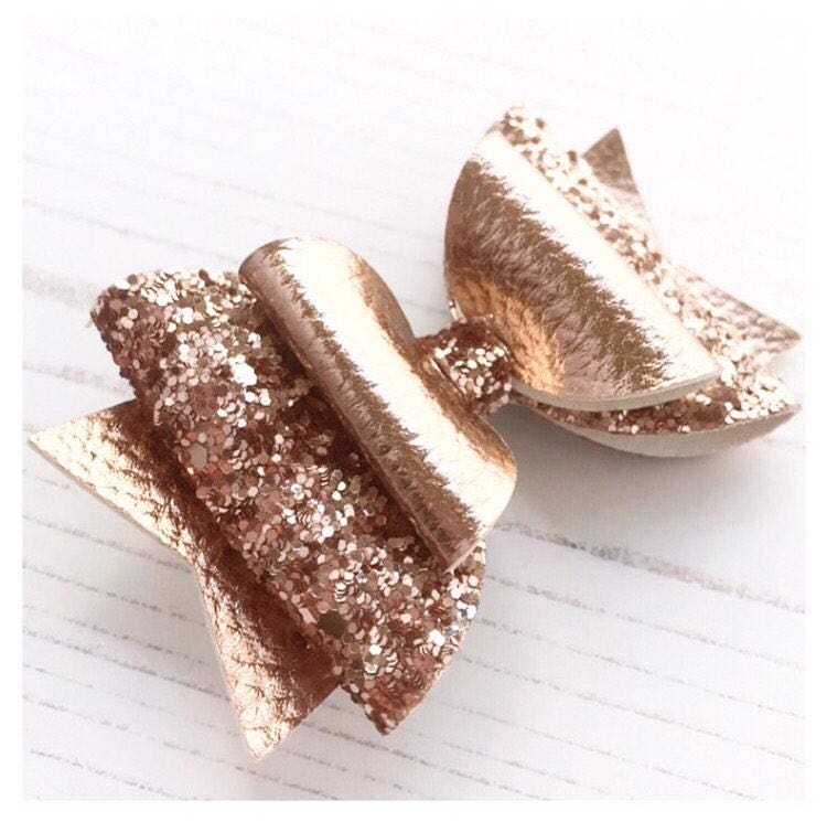 Rose Gold Bow Rose Gold Glitter Glitter Hair Bow Gold Bow Etsy UK