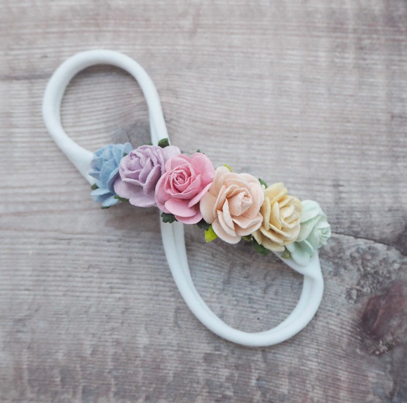Rainbow Headband Rainbow Baby Flower Headband Baby Bow Etsy