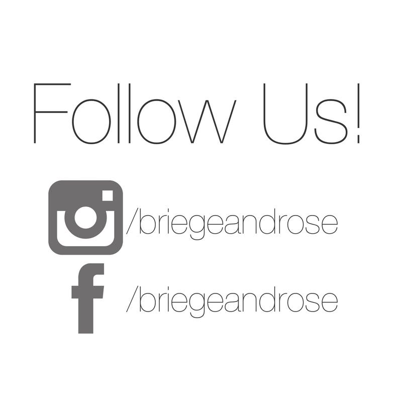 May include: Follow Us!  Instagram and Facebook icons with the username /briegeandrose.