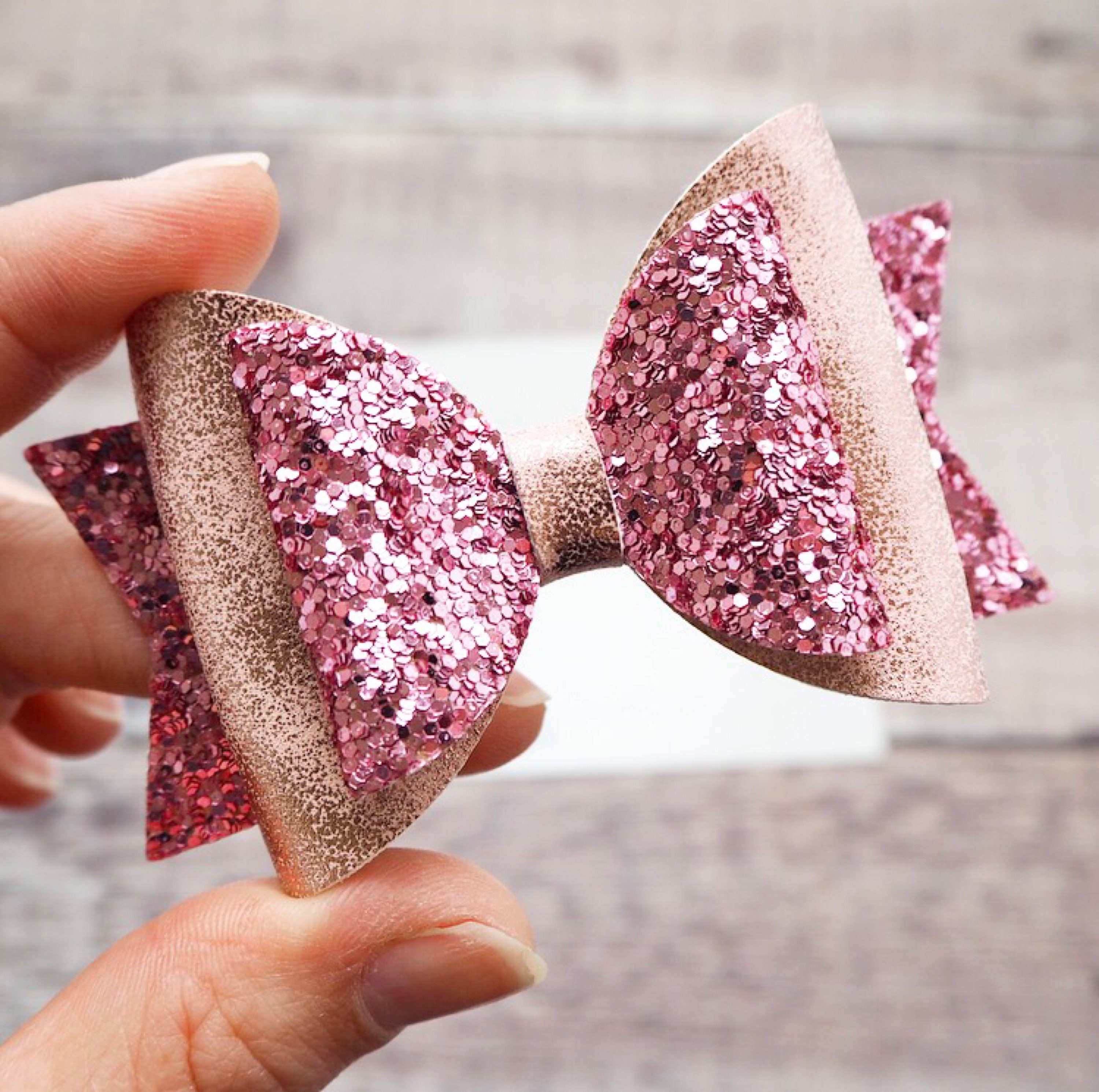 Pink glitter hair bow pink hair bow baby/girls hair bow Etsy