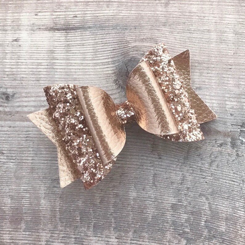 Rose Gold Bow Rose Gold Glitter Glitter Hair Bow Gold Bow Etsy UK