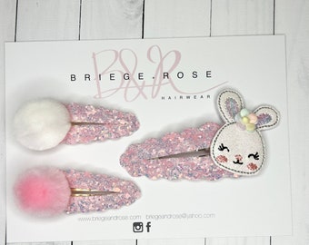 Bunny Snap Clip - Pink Bunny Glitter Snap Clip - Hair Clip  display picture 3
