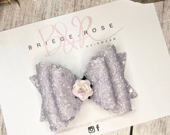Pale lilac bow, purple glitter bow, glitter hairbow, girls headband, summer hair clip, baby girl bow, soft purple hair band, gift for girls