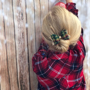 green tartan bow, festive hair bow, christmas bows, tartan headband, gold hair bows, baby headband, baby 1st christmas, gold glitter bow image 8