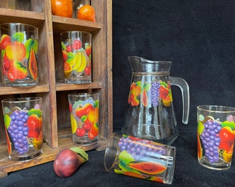 Vintage Juice Set - Pitcher + 6 Glasses