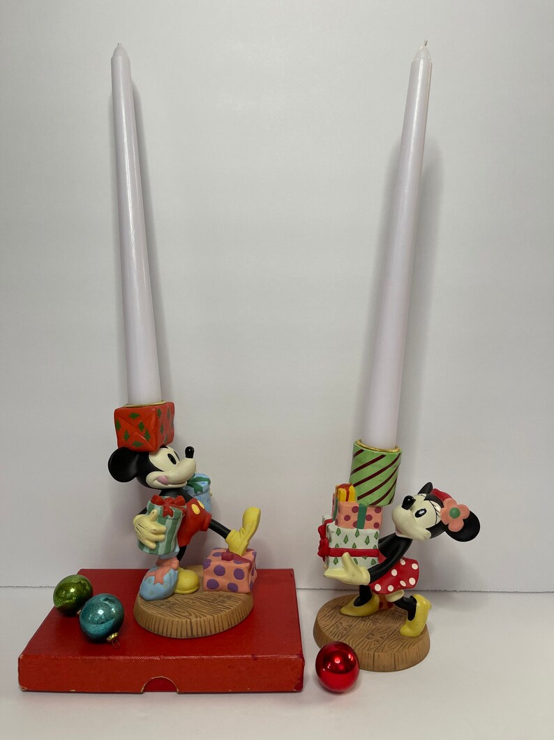 Mickey /& Minnie Christmas Candleholders