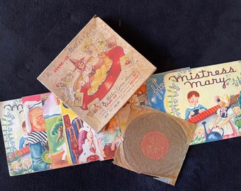 The Stand Up Mother Goose Book Set - 8 Cards - With Original Record and Box - 1950’s