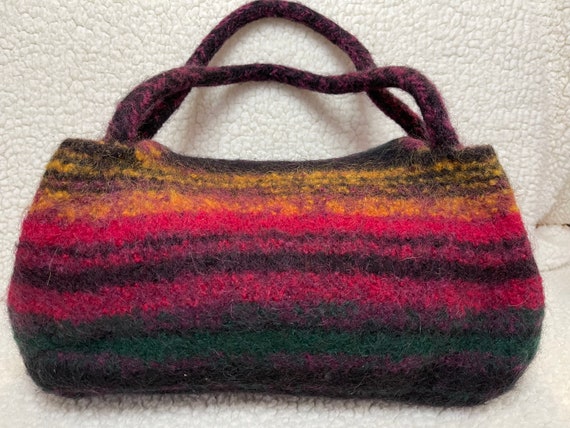 Hand Knit - 100% Wool - Felted Handbag - image 2