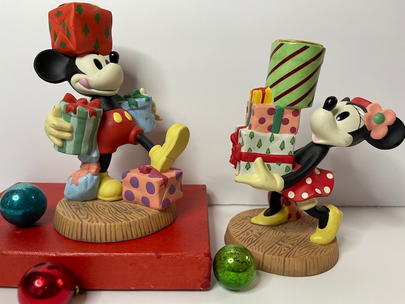 Mickey /& Minnie Christmas Candleholders