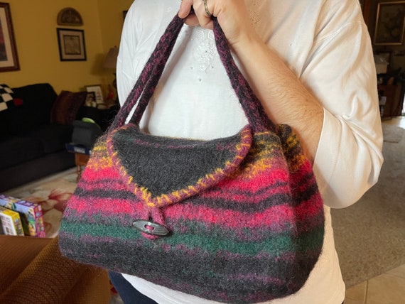 Hand Knit - 100% Wool - Felted Handbag - image 9