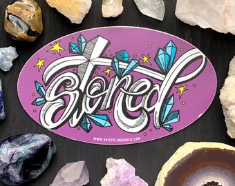 Stoned Stickers - 5"x3" Oval "Stoned" Vinyl Stickers