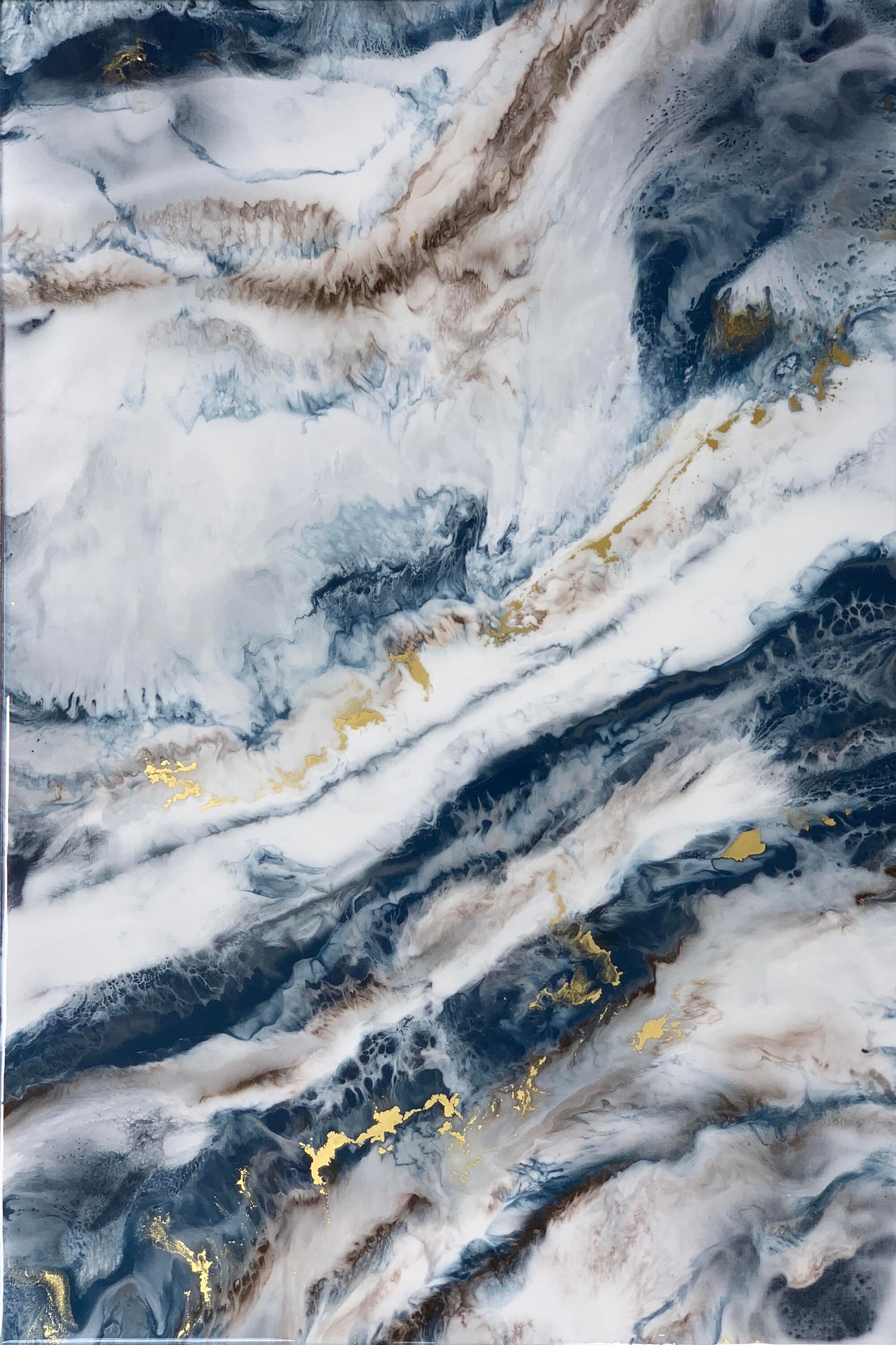 Marble Painting set of 2 Made With Poured Resin Marble Wall Decor